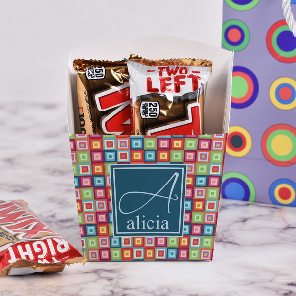 Retro Squares French Fry Favor Box - w/ Treats View