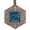 Retro Squares Flat Glass Ornament - Hexagon w/ Name and Initial