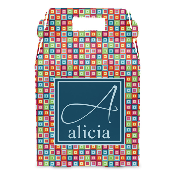 Retro Squares Gable Favor Box - Front