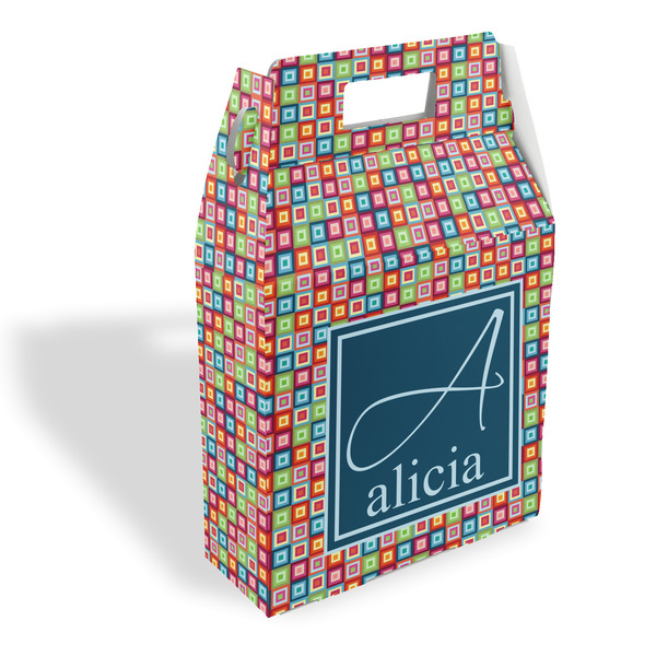 Custom Retro Squares Gable Favor Box (Personalized)