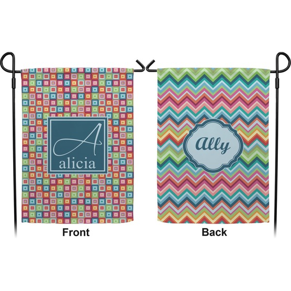 Retro Squares Garden Flag - Double Sided Front and Back