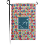 Retro Squares Small Garden Flag - Single Sided w/ Name and Initial
