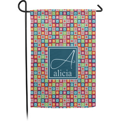 Retro Squares Small Garden Flag - Single Sided w/ Name and Initial