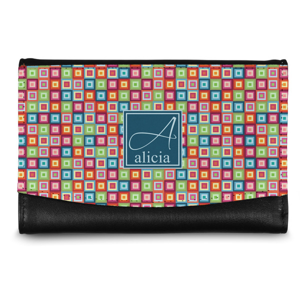 Custom Retro Squares Genuine Leather Women's Wallet - Small (Personalized)
