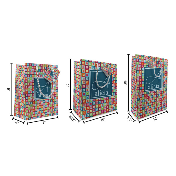 Retro Squares Gift Bags - All Sizes - Dimensions