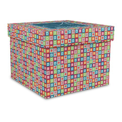 Retro Squares Gift Box with Lid - Canvas Wrapped - Large (Personalized)