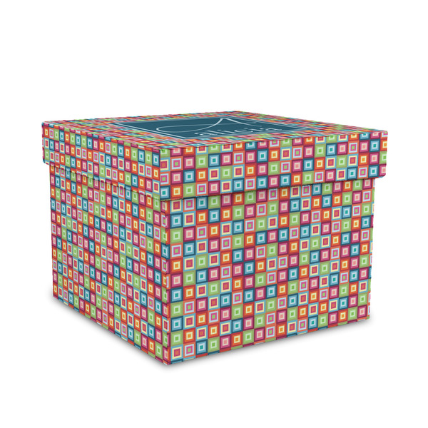 Custom Retro Squares Gift Box with Lid - Canvas Wrapped - Medium (Personalized)