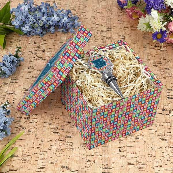 Retro Squares Gift Boxes with Lid - Canvas Wrapped - Medium - In Context