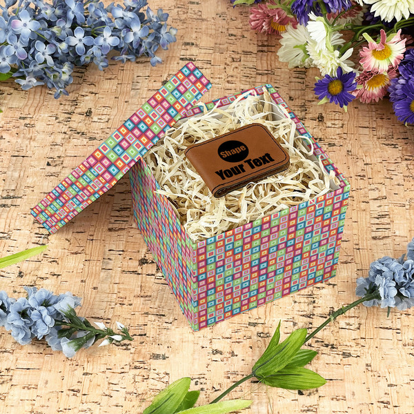 Retro Squares Gift Boxes with Lid - Canvas Wrapped - Small - In Context