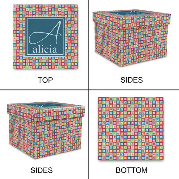 Retro Squares Gift Boxes with Lid - Canvas Wrapped - XX-Large - Approval