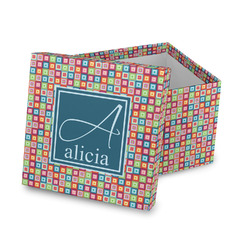 Retro Squares Gift Box with Lid - Canvas Wrapped (Personalized)