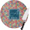 Retro Squares Round Glass Cutting Board (Personalized)
