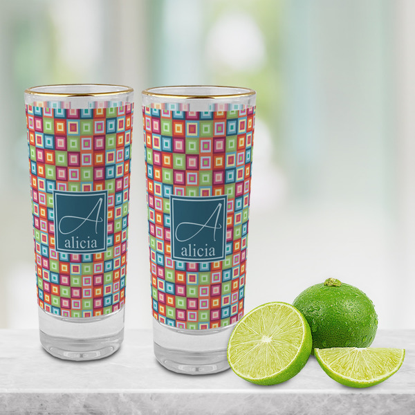 Retro Squares Glass Shot Glass - 2 oz - LIFESTYLE