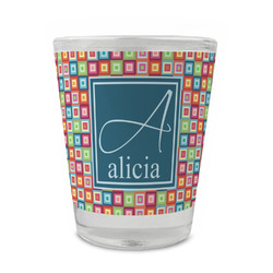 Retro Squares Glass Shot Glass - 1.5 oz - Set of 4 (Personalized)
