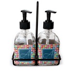 Retro Squares Glass Soap & Lotion Bottle Set (Personalized)