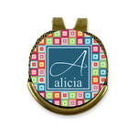 Retro Squares Golf Ball Marker - Hat Clip - Gold