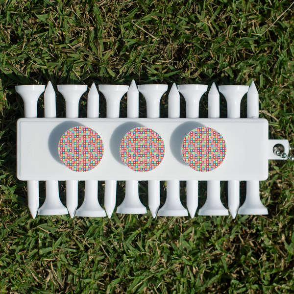 Retro Squares Golf Tees & Ball Markers Set - Back