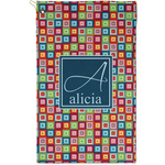 Retro Squares Golf Towel - Poly-Cotton Blend - Small w/ Name and Initial
