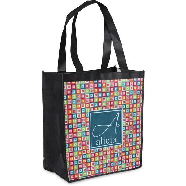 Custom Retro Squares Grocery Bag (Personalized)