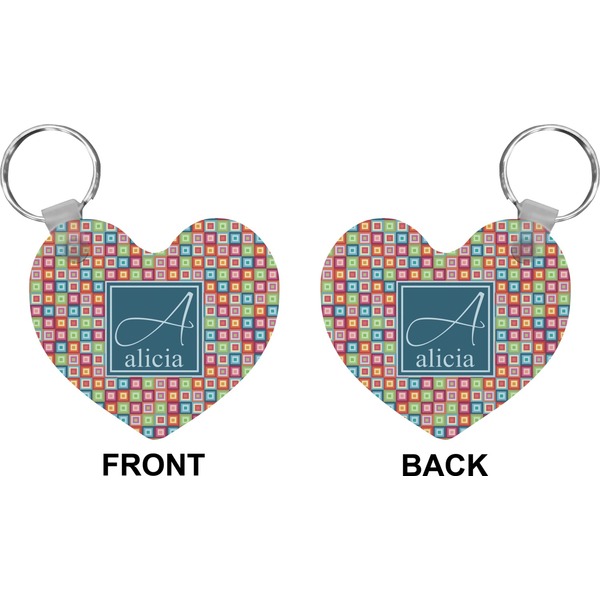 Retro Squares Heart Keychain (Front + Back)