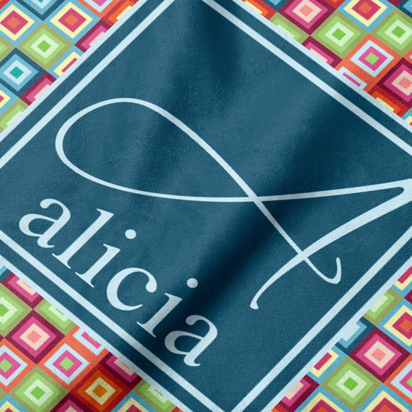 Retro Squares Hooded Baby Towel- Detail Close Up