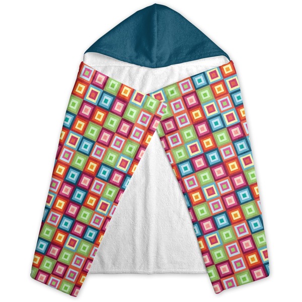 Retro Squares Hooded Towel - Folded