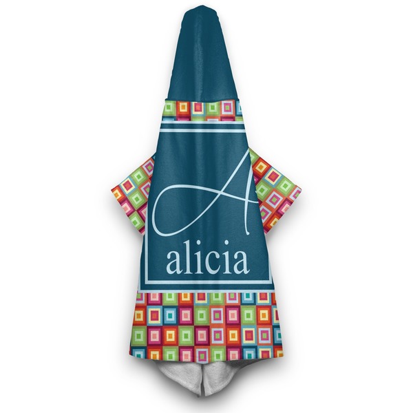 Retro Squares Hooded Towel - Hanging