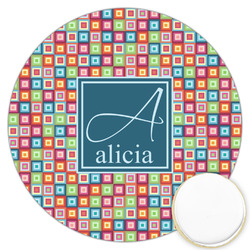 Retro Squares Printed Cookie Topper - 3.25" (Personalized)