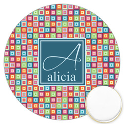 Retro Squares Printed Cookie Topper - 3.25" (Personalized)