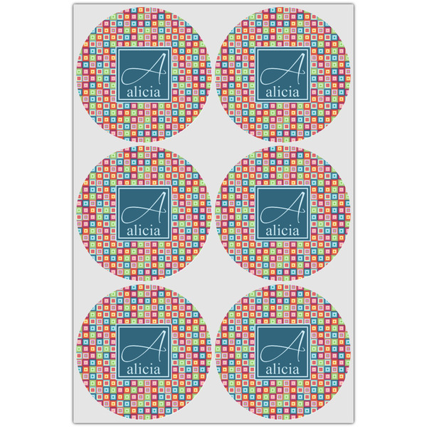 Retro Squares Icing Circle - Large - Set of 6