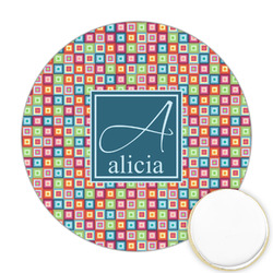 Retro Squares Printed Cookie Topper - Round (Personalized)