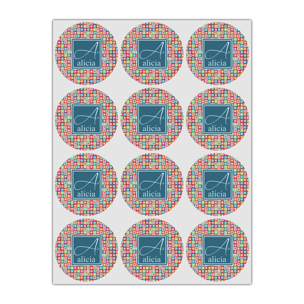 Retro Squares Icing Circle - Small - Set of 12