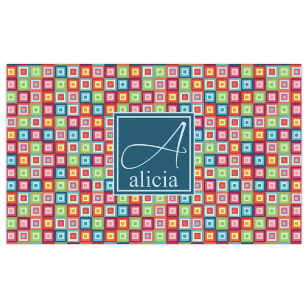 Retro Squares Indoor / Outdoor Rug - 3'x5' - Front Flat