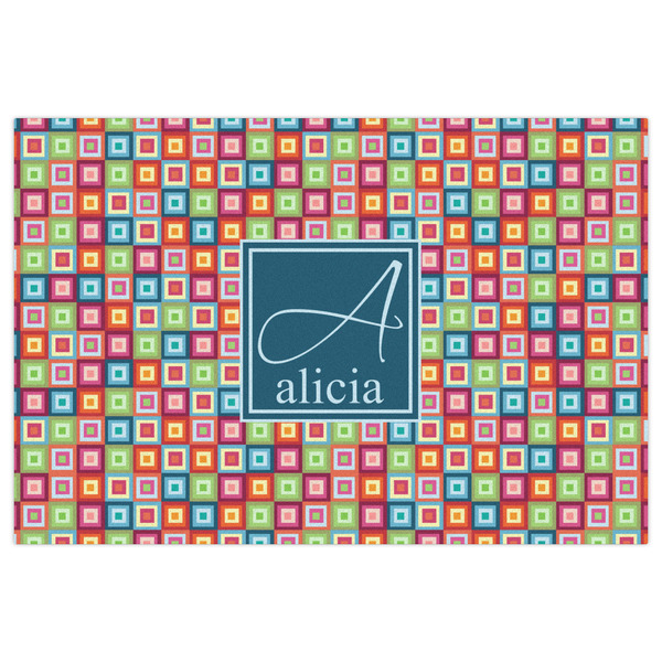 Retro Squares Indoor / Outdoor Rug - 4'x6' - Front Flat