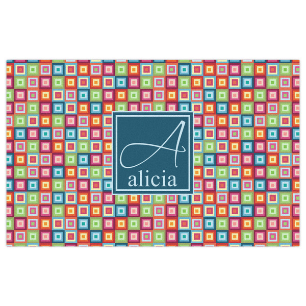 Retro Squares Indoor / Outdoor Rug - 5'x8' - Front Flat