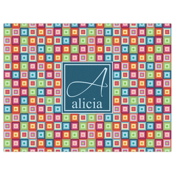 Retro Squares Indoor / Outdoor Rug - 6'x8' - Front Flat