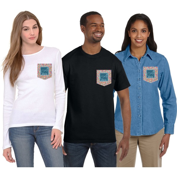 Retro Squares Iron On Faux Pocket (On Garments)