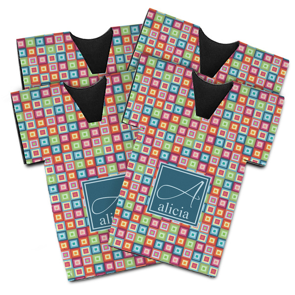 Custom Retro Squares Jersey Bottle Cooler - Set of 4 (Personalized)