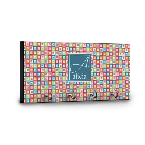 Retro Squares Key Hanger - Front View with Hooks