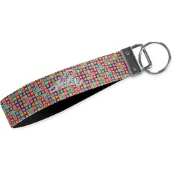 Retro Squares Webbing Keychain Fob - Small (Personalized)