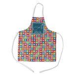 Retro Squares Kid's Apron w/ Name and Initial