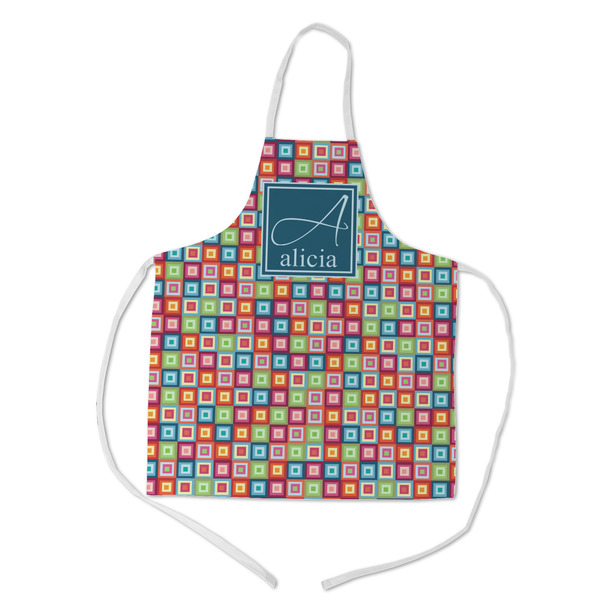 Custom Retro Squares Kid's Apron w/ Name and Initial