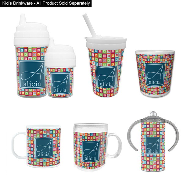 Retro Squares Kid's Drinkware - Customized & Personalized