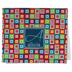 Retro Squares Kitchen Towel - Poly Cotton w/ Name and Initial