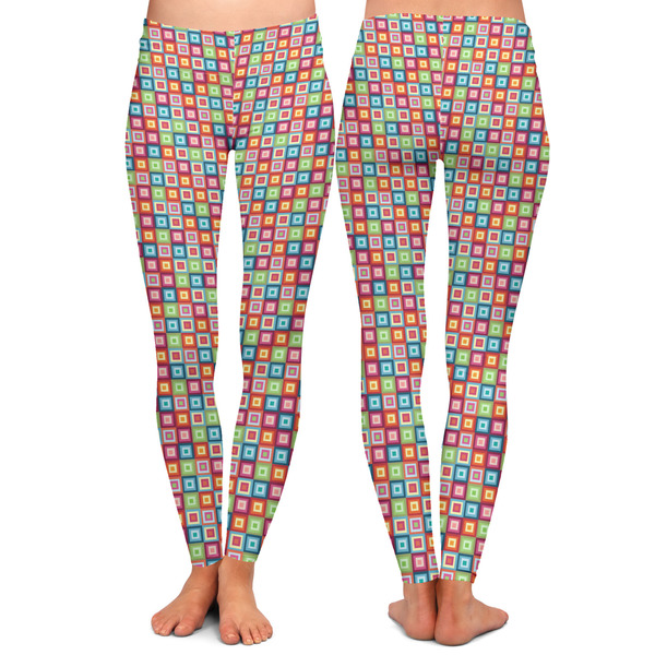 Retro Squares Ladies Leggings - Front and Back