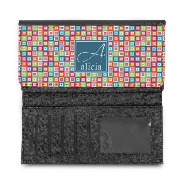 Retro Squares Ladies Wallet - Half Way Open