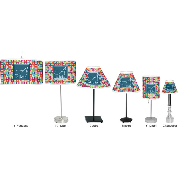 Retro Squares Lamp Full View Size Comparison