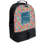 Retro Squares Backpacks - Black (Personalized)