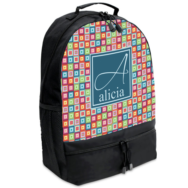Custom Retro Squares Backpacks - Black (Personalized)
