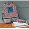 Retro Squares Large Backpack - Gray - On Desk